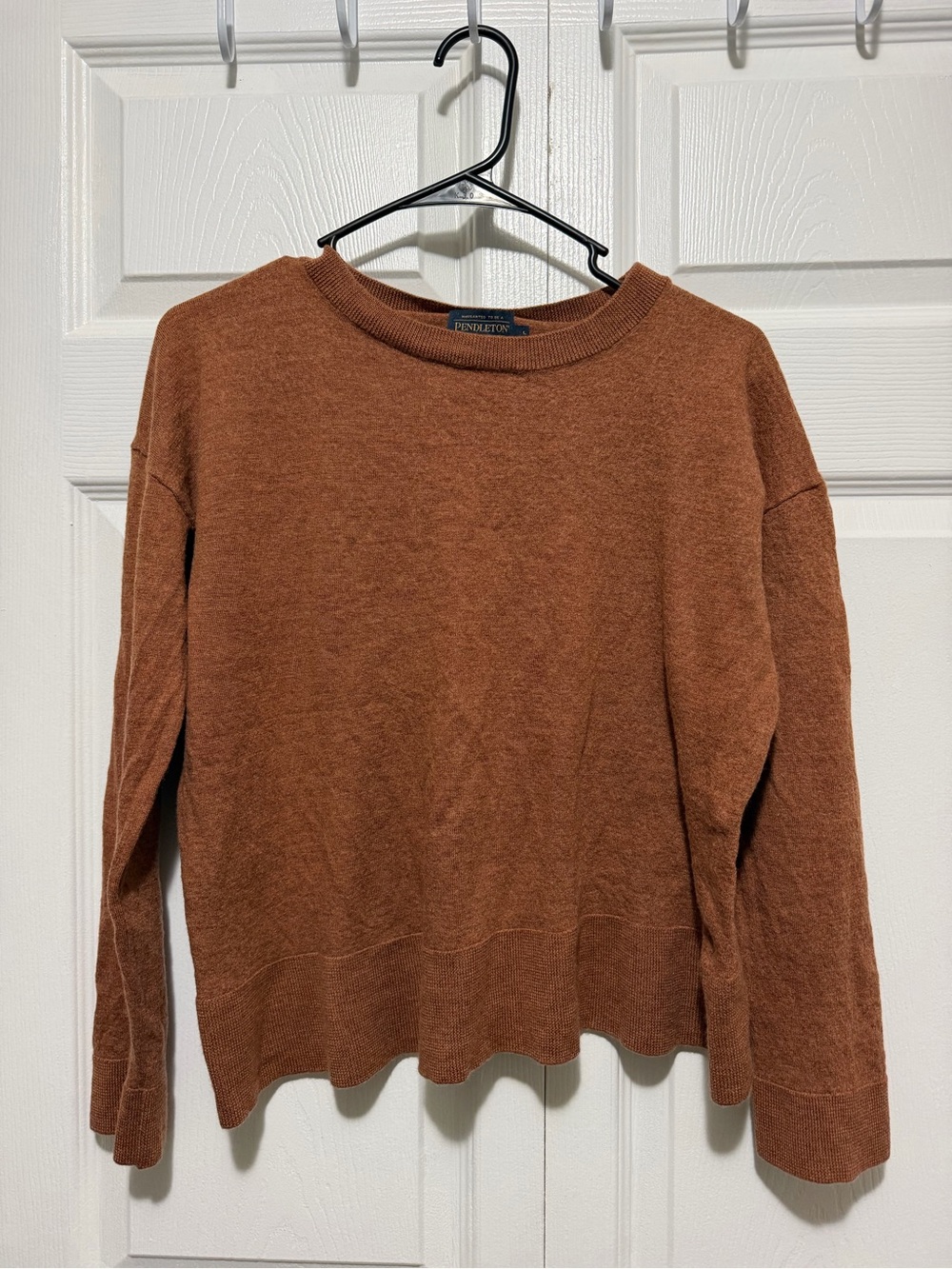 Pendleton 100% Merino Wool Sweater Size L Rust Brown Crewneck